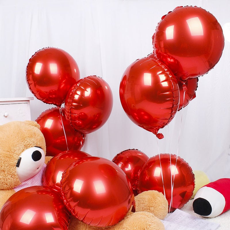 Adeer 18" Red Round Shaped Foil Balloons Mylar Helium Balloons for Birthday Party Wedding Baby Shower Decorations, Pack of 20 - Image 2